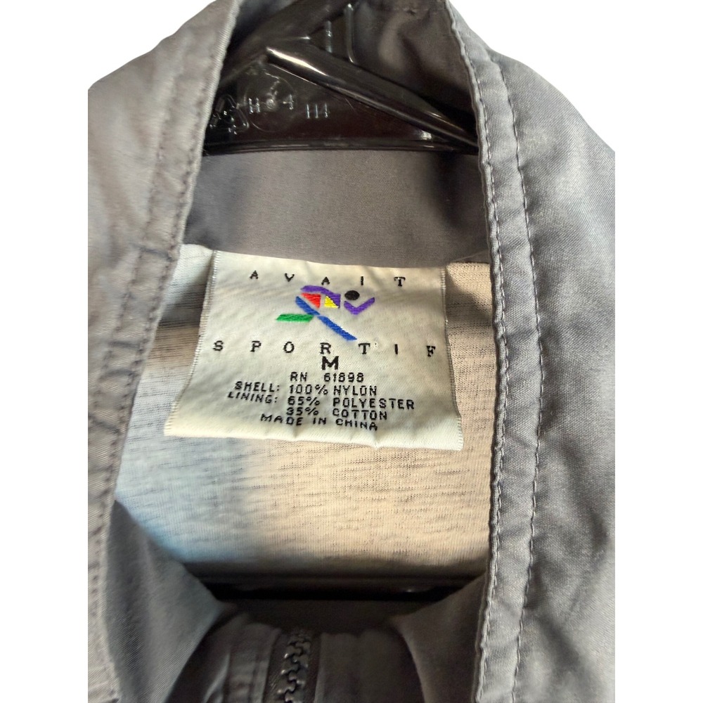 Vintage Avait Sportif Colorblock Nylon Windbreaker Jacket Grey Navy Mens M L - Picture 3 of 4